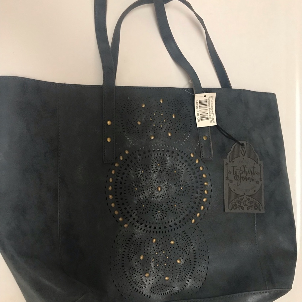 Blue vegan Tote bag band T Shirt & Jeans NWOT